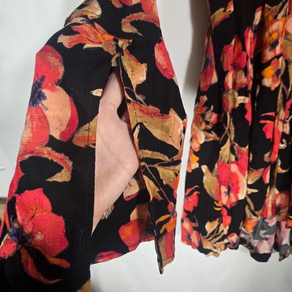 Free People Tegan Printed Mini Dress Floral Boho Backless Peasant 4 Cottagecore - Picture 4 of 8